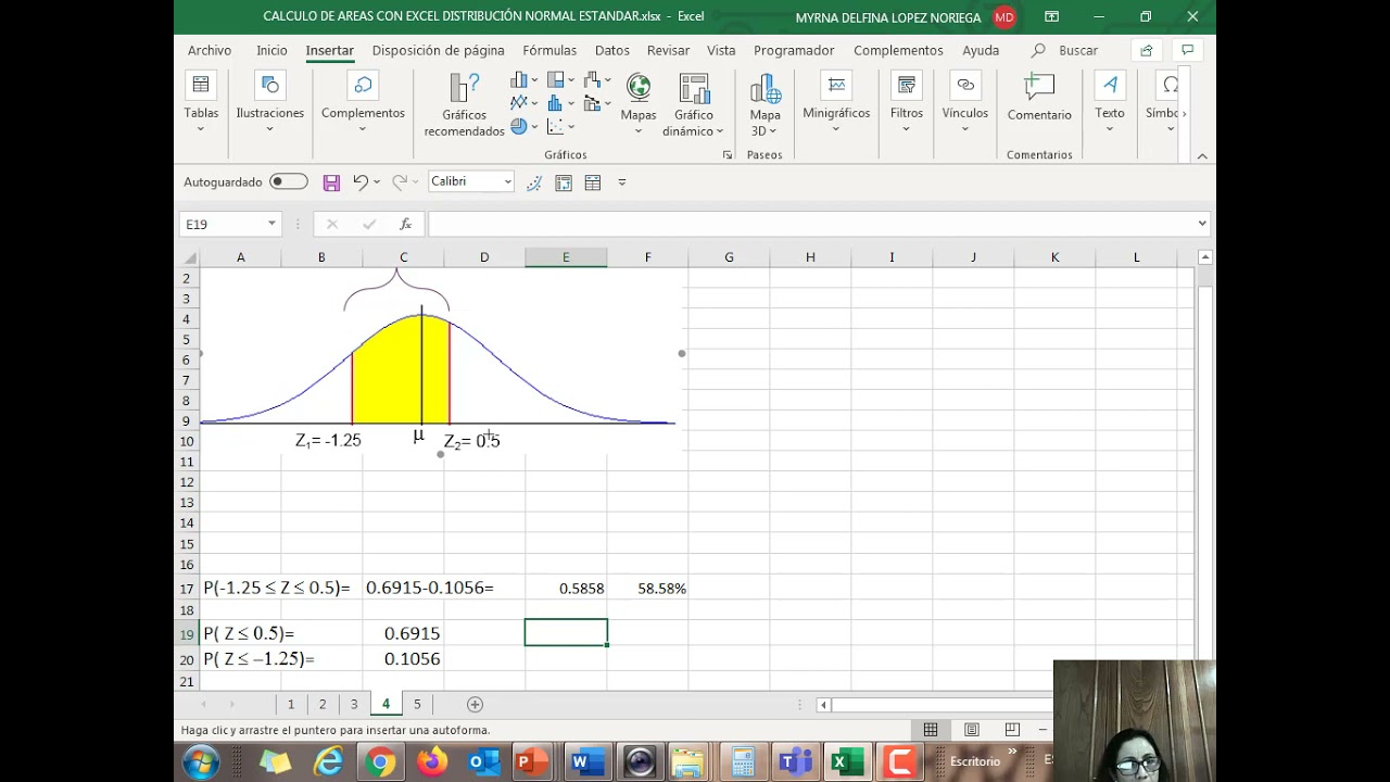 CÁLCULO DE ÁREAS CON EXCEL DISTRIBUCIÓN NORMAL ESTÁNDAR