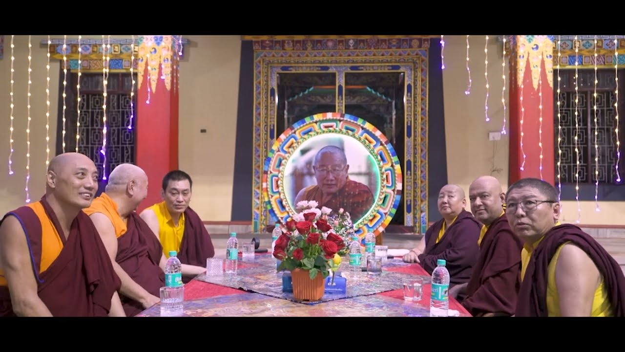 Master and his disciples joyfully enjoying a celebratory feast.