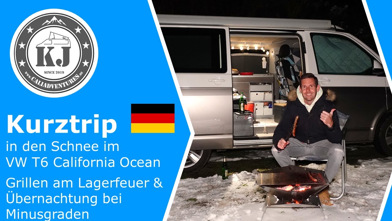 Kurztrip in den Schnee im VW T6 California Ocean - Grillen, Lagerfeuer, Übernachtung bei Minusgraden