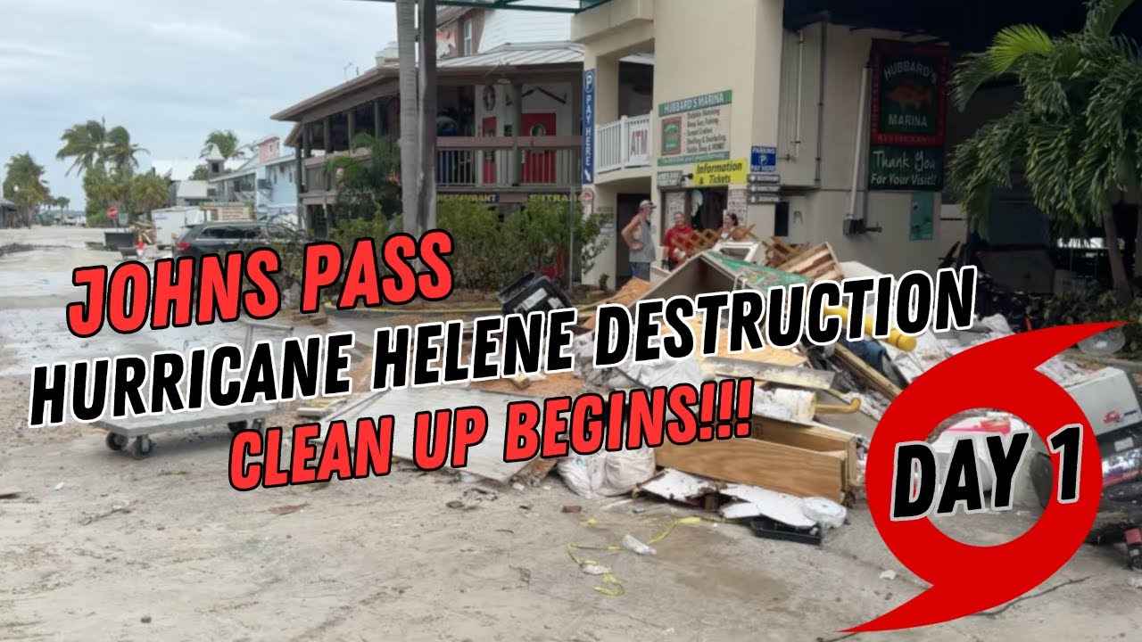Hurricane Helene | Aftermath and Clean Up Day 1 | John's Pass Garage, Roadways, Docks and more...
