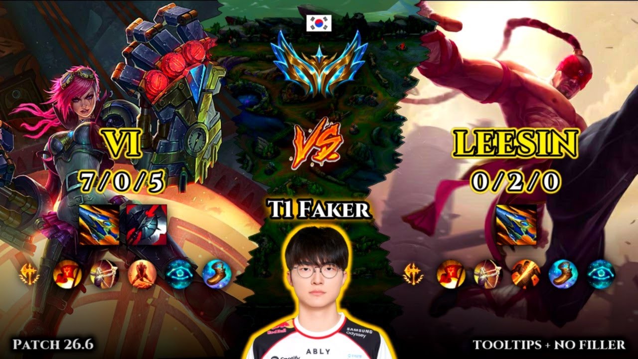 T1 Faker | Vi JUNGLE vs Lee Sin | Patch 26.6 | 2026-03-25 | KR CHALLENGER