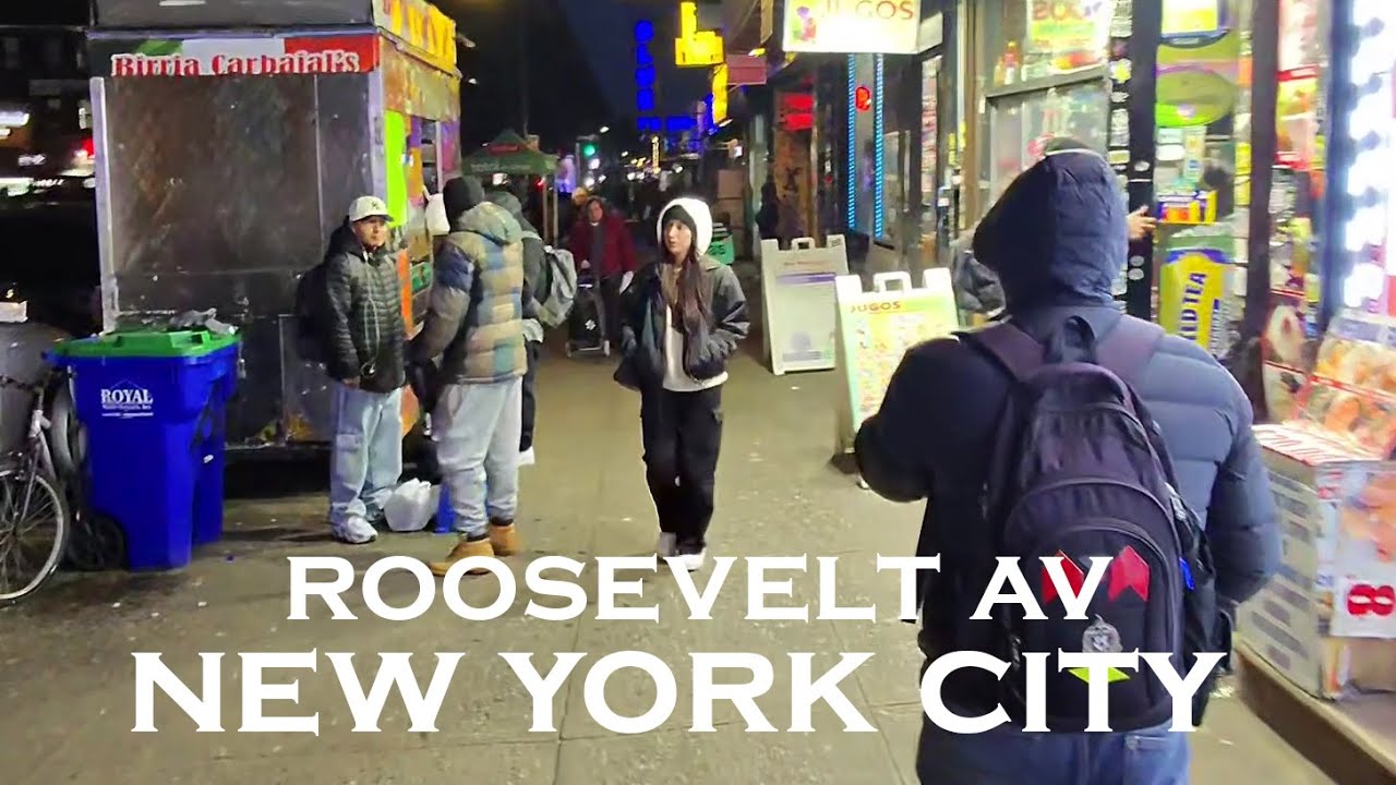 Roosevelt Avenue, Queens, New York City, POV Evening Walk