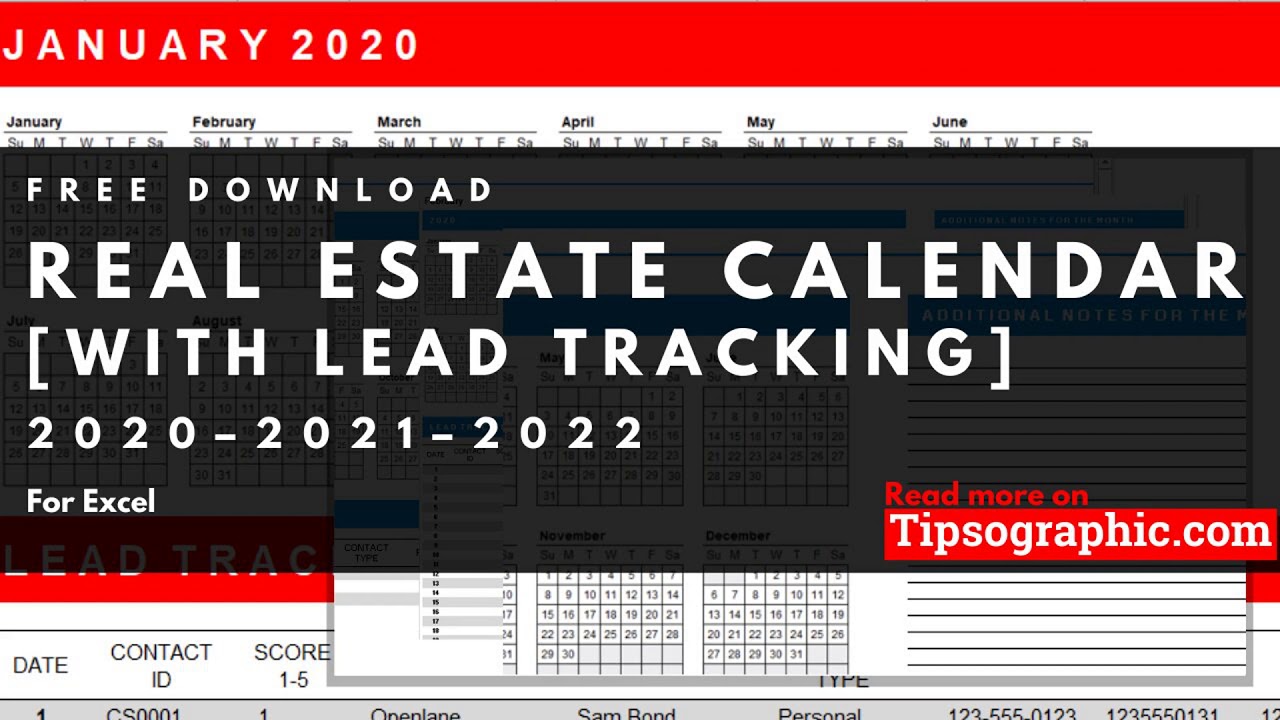 Excel 2020 Real Estate Calendar Template with Lead Tracker ► Free Download