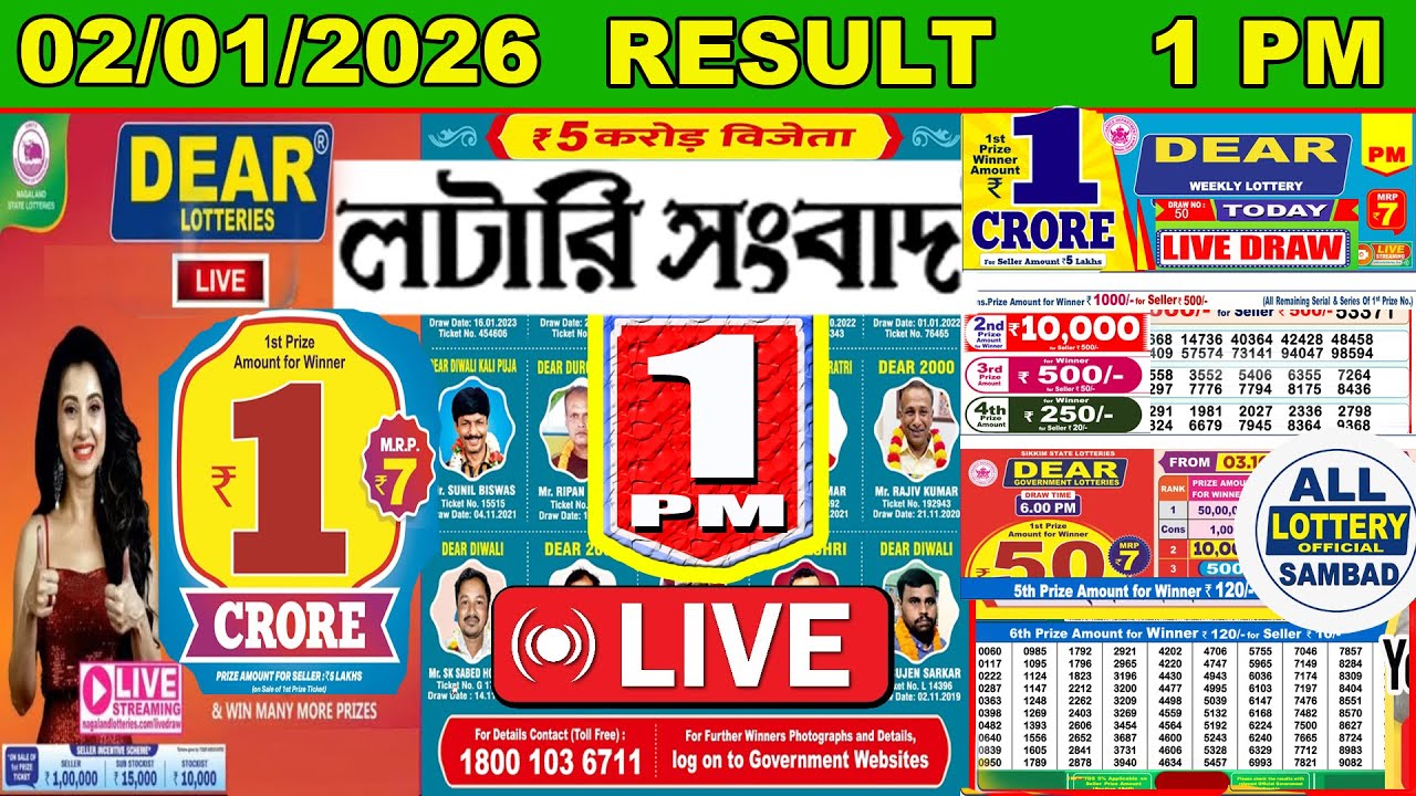 Dear Victory Morning 1 PM Lottery Result Live | Lottery Sambad Live 02/01/2026 Nagaland Lottery Live