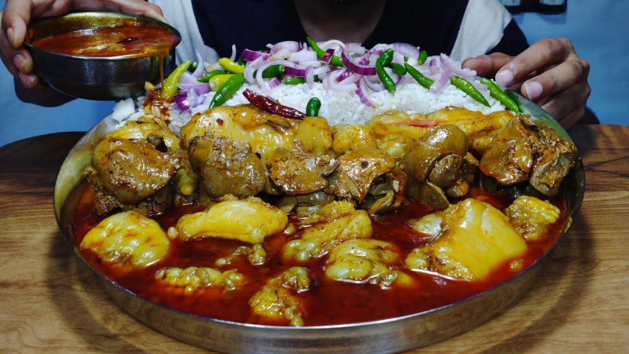 Mostly Spicy Chicken Liver Curry, Mutton Fat Curry Rice Eating | Very Oily Charbi Curry | Mukbang