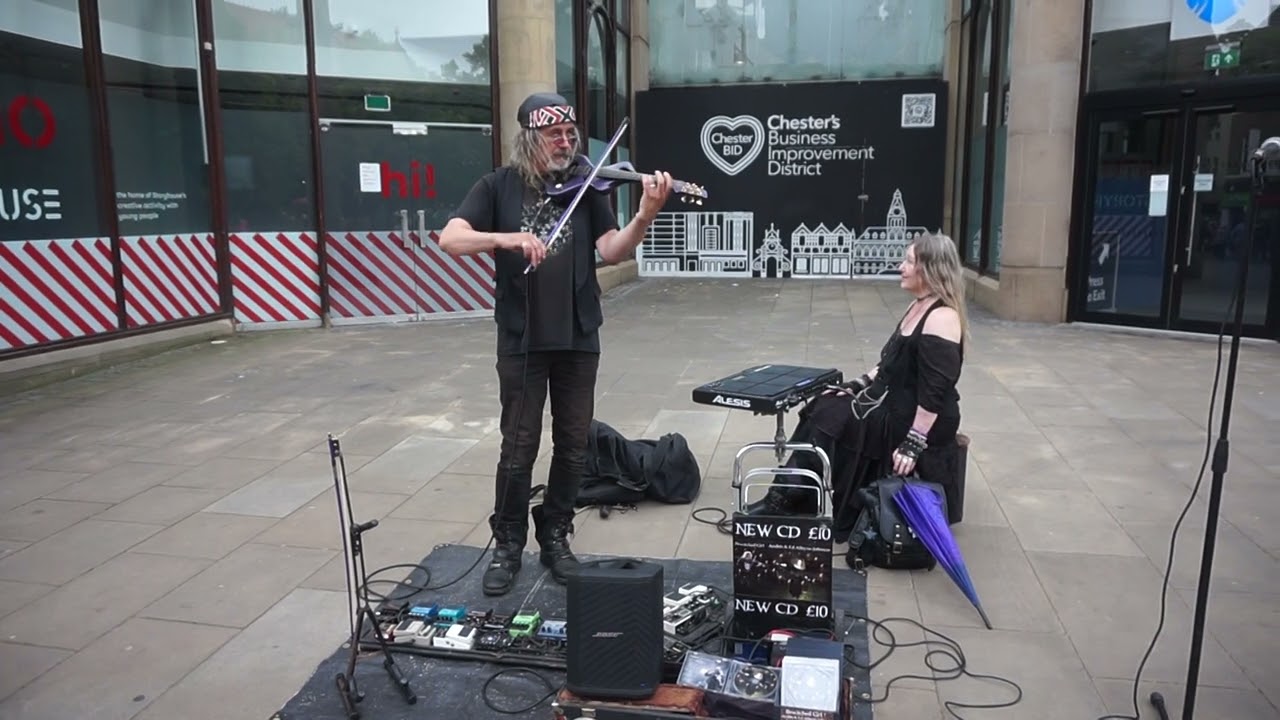Ed Alleyne Johnson plays Vagabond by New Model Army in Northgate Street Chester.