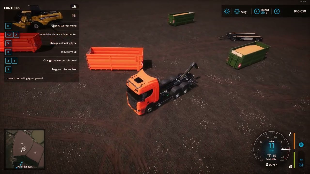 How to exchange full and empty containers with the Scania HKL and the Hüffermann trailer in FS22