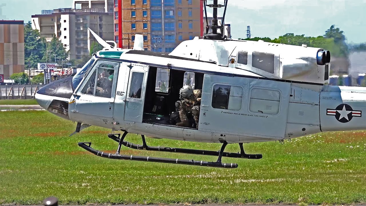 US Air Force UH-1N make a various stop and go practice
