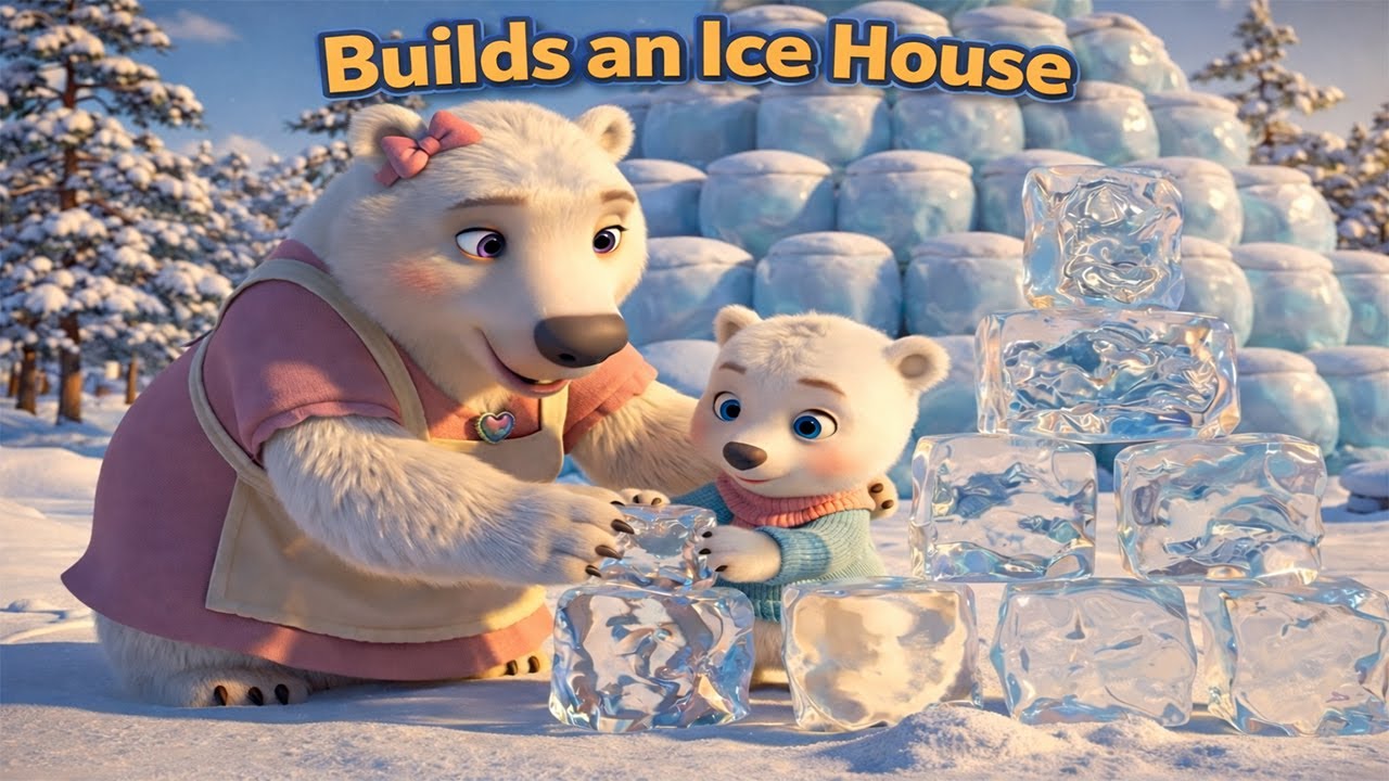 Polar Bear Family Builds an Ice House ❄️ | Preparing for a Long Winter | Kids Animation
