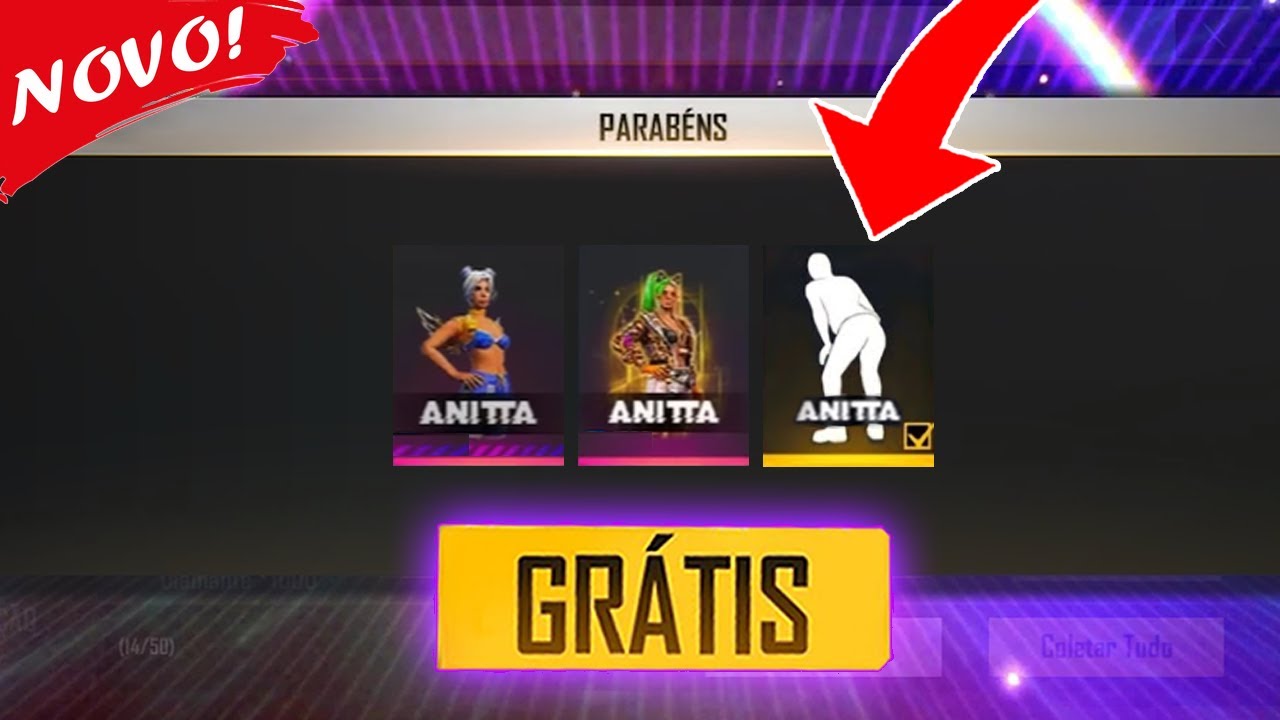 URGENTE! COMO PEGAR ANITTA DE GRAÇA NO FREE FIRE! NOVO EMOTE + PACOTE ESPECIAL