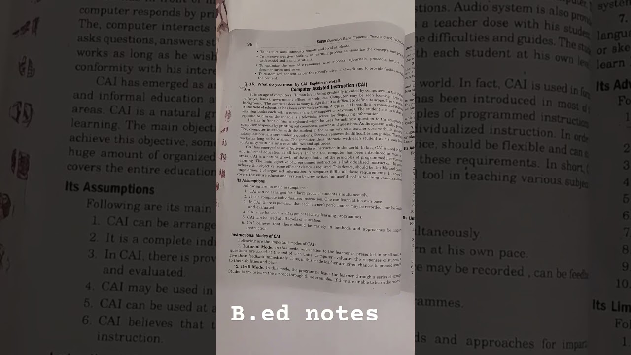 b.ed notes (computer assisted instruction)#shortvideo#shortsfeed#education#mjpru#awareness