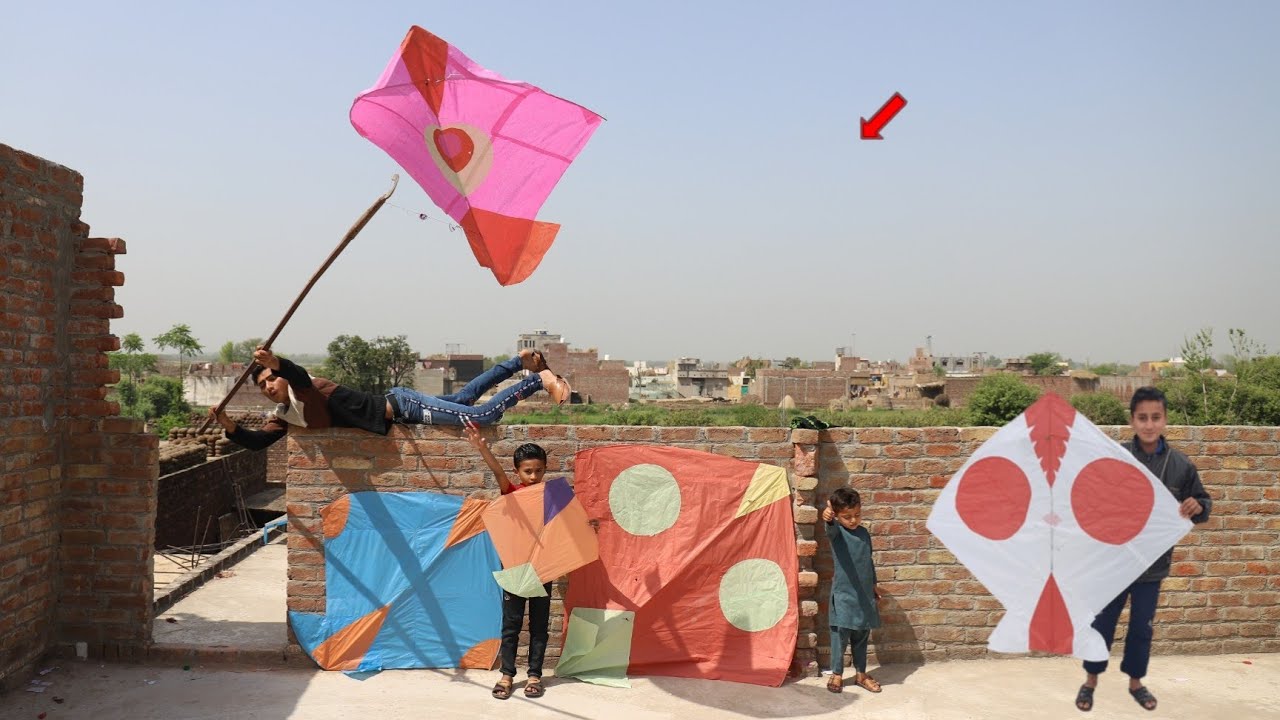 3 Big Kite With 7 Small Kite Catch | Kite Flying Cutting