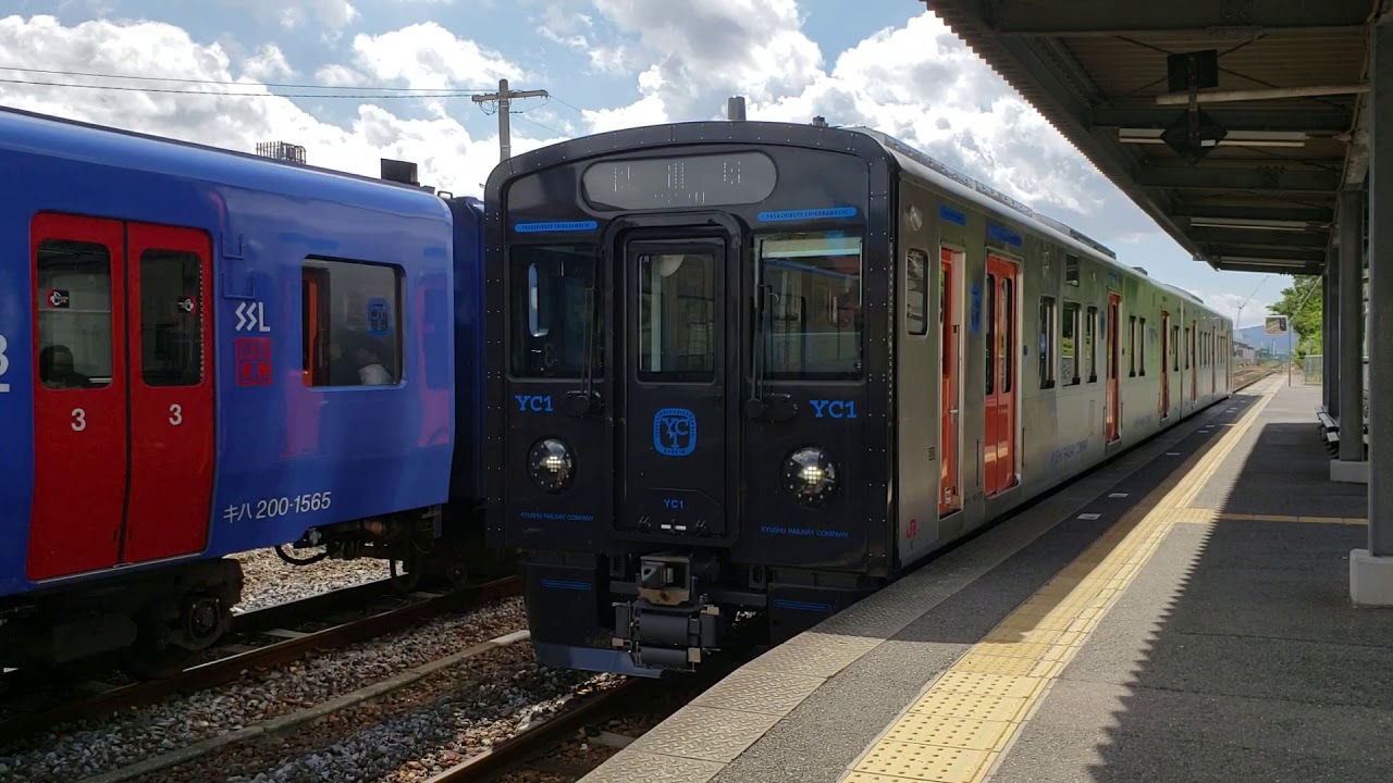 YC1系試運転　竹松駅にてモーター音を響かせて～