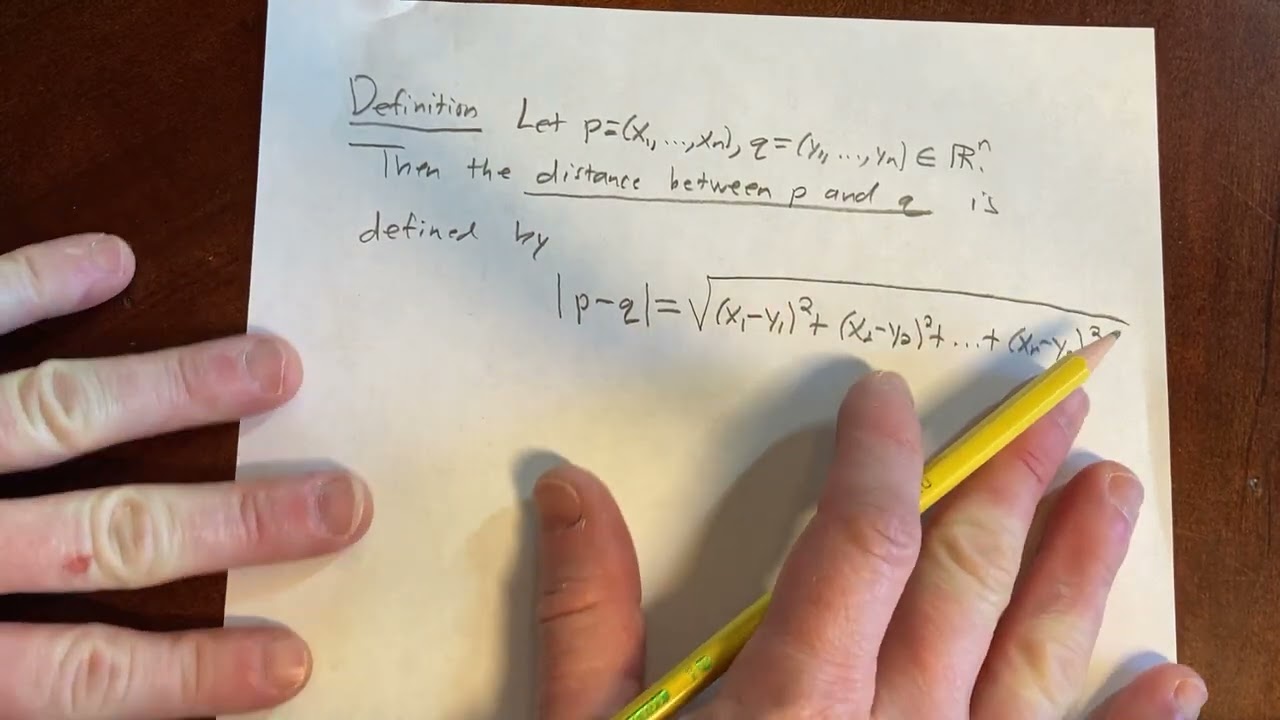 Definition of the Distance Formula in R^n