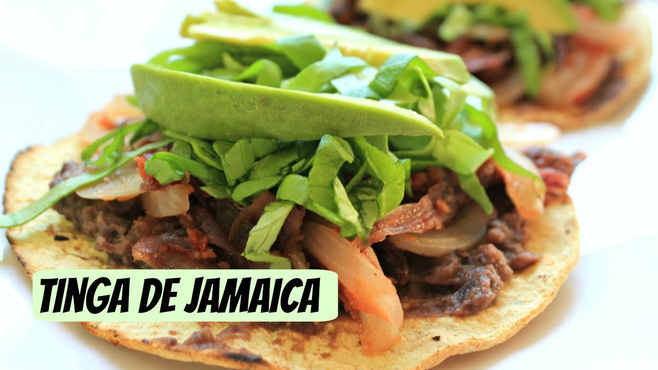 Tostadas de tinga de jamaica| Receta vegana