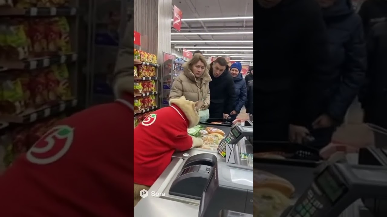 Кот-кассир в Пятерочке | Обслуживает с муррр-чарджем!