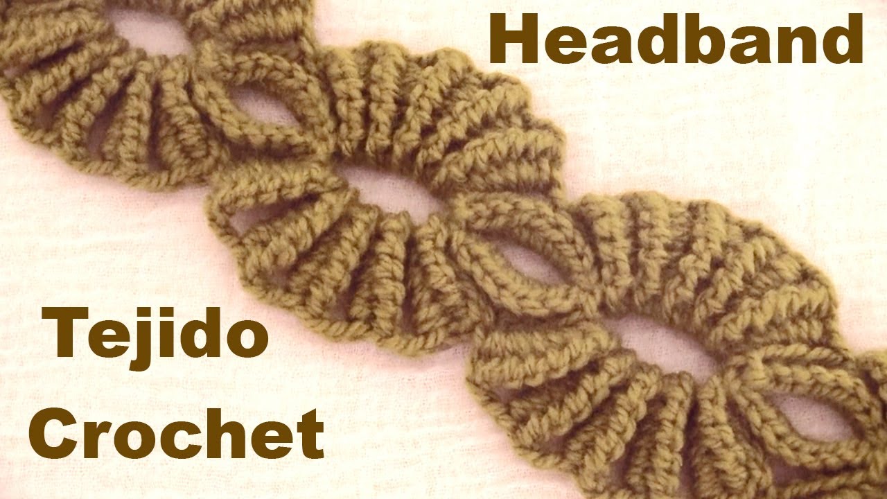 Diadema Crochet en punto de argollas de abanicos tejido paso a paso