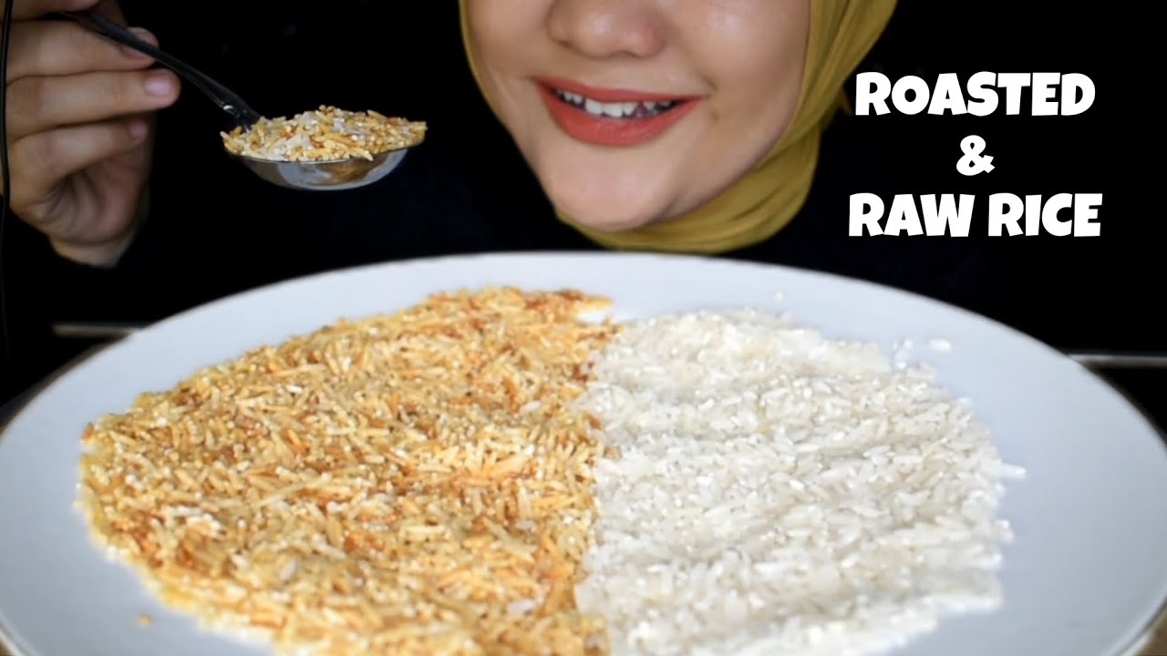 ASMR RAW RICE EATING || ROASTED BASMATI RICE MIX RAW RICE || Makan BERAS SANGRAI MIX BERAS MENTAH