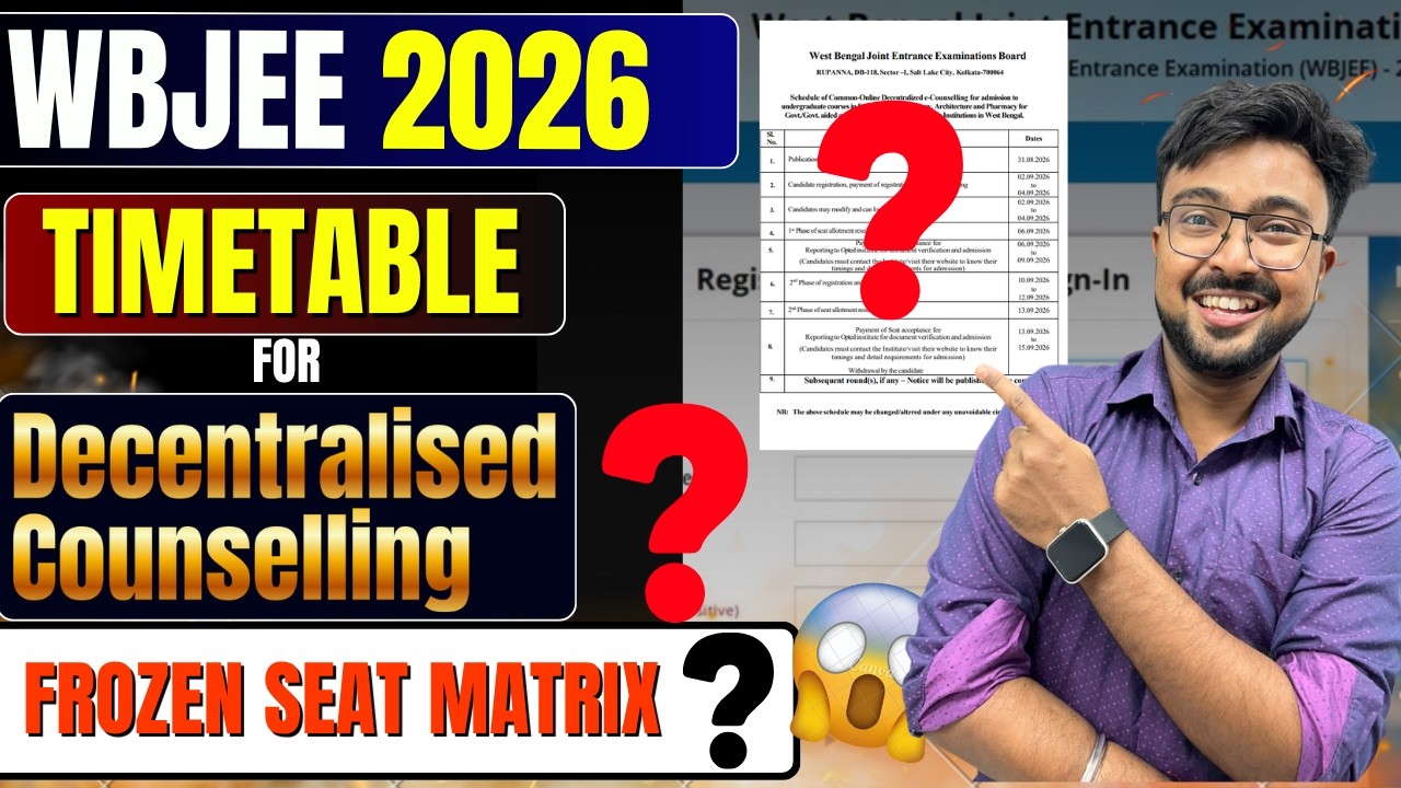 🚨 WBJEE 2026: Online Decentralised Counselling Dates OUT! 😱 What is Frozen Seat Matrix?✅⚠️