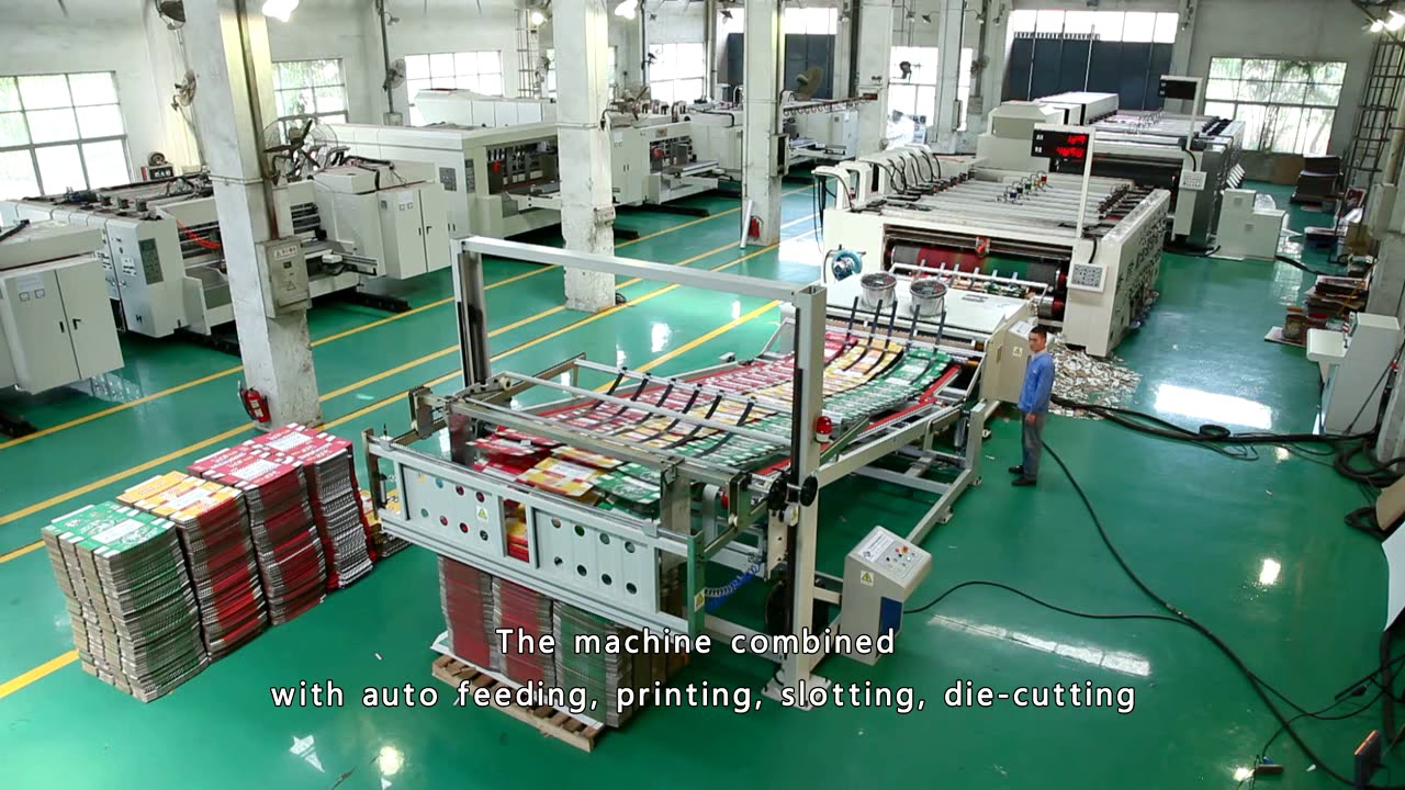 Automatic Flexo Five Color Printing Slotting Die Cutting and Stacker Machine