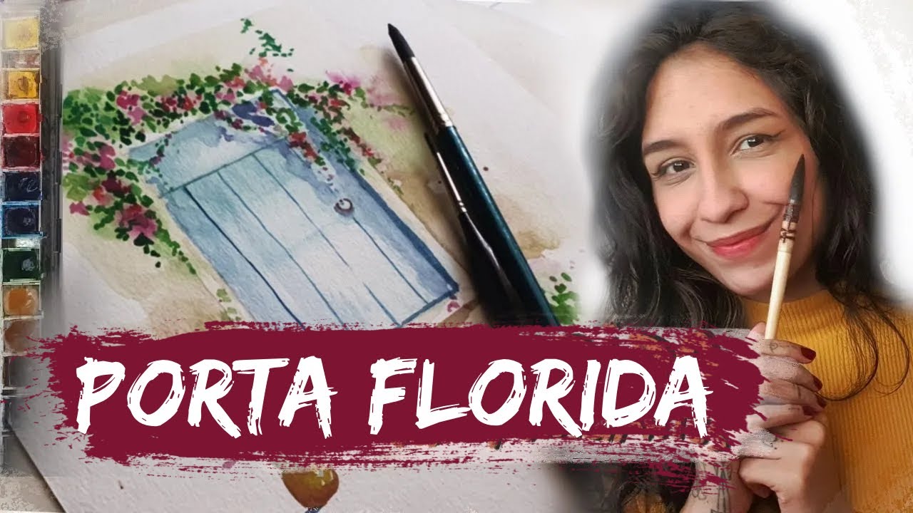 Como PINTAR uma Porta com FLORES [AQUARELA para INICIANTES] - Lena Mao