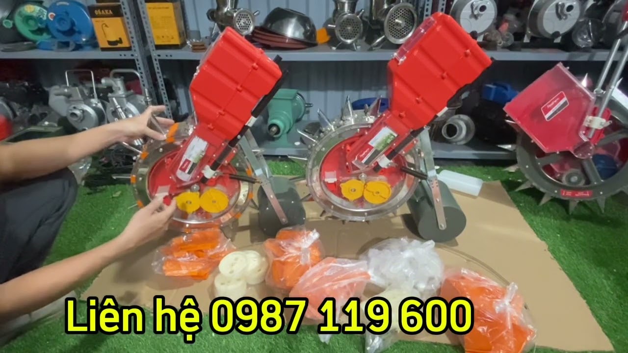 Máy gieo hạt mỏ inox - máy tỉa bắp,máy tỉa đậu phộng,máy tra ngô,máy bỏ bắp 12 và 16 mỏ khung inox