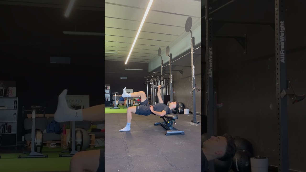 Contralateral Single Arm DB Bench Press (Glute Activation)