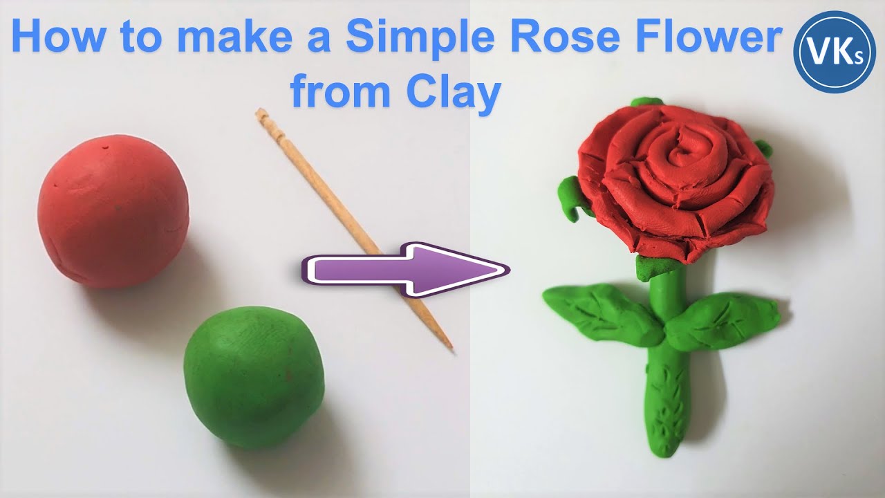 How to make a Simple Rose Flower from Clay | For Children | VinKrish Solutions