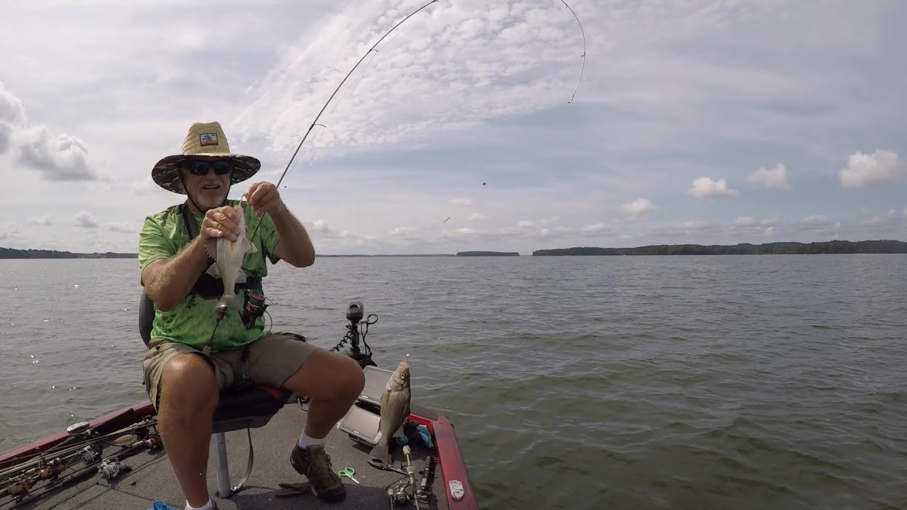 Jumbo White Perch On a A Double Jig Rig, Lake Monticello!