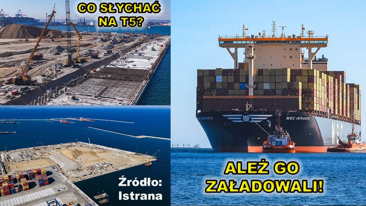 Baltic Hub 7.4.2026 🧊🚢Ależ postęp prac na budowie T5! Wypływa wielki kontenerowiec.