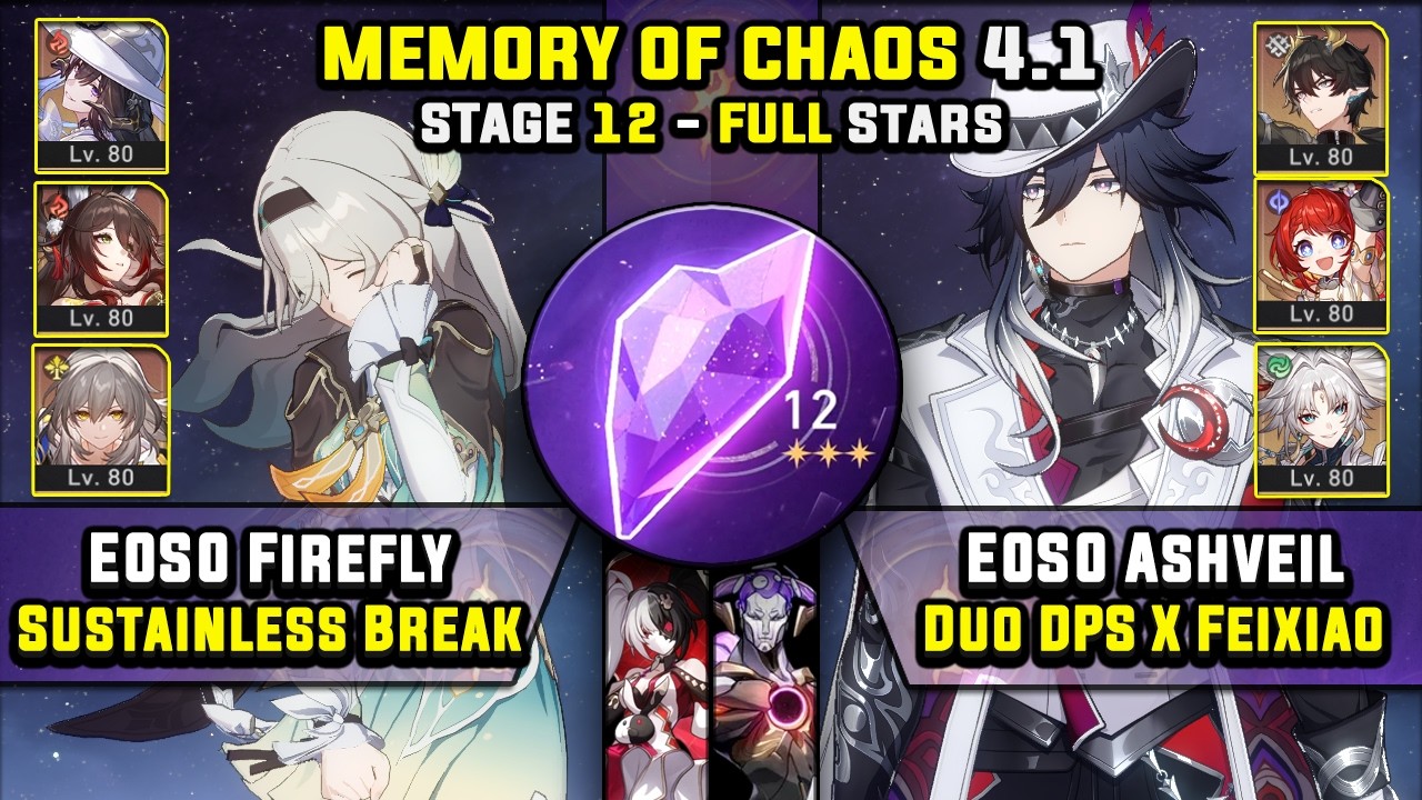 E0 Firefly Carry & E0 Ashveil Carry W/ Feixiao (3 Stars) Memory Of Chaos 12 Honkai Star Rail 4.1