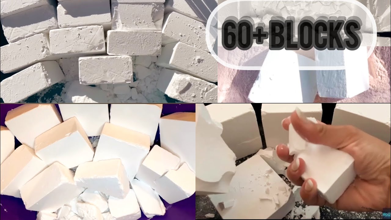 🤍60+ Blocks Soft, Fluffy, Buttery Plain Jane Gym Chalk Crush Compilation🤍😍 