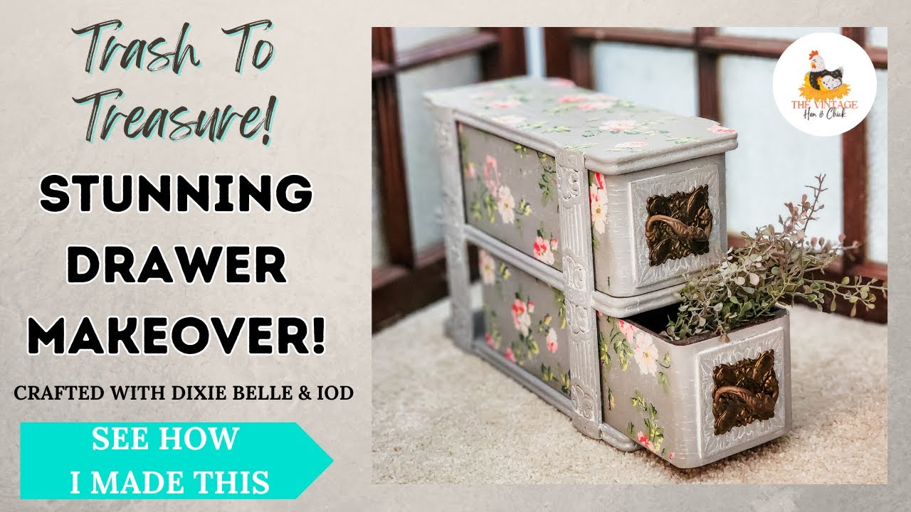 Vintage Sewing Machine Drawer Upcycle | Stunning DIY with IOD Paint Inlays & Dixie Belle Products!