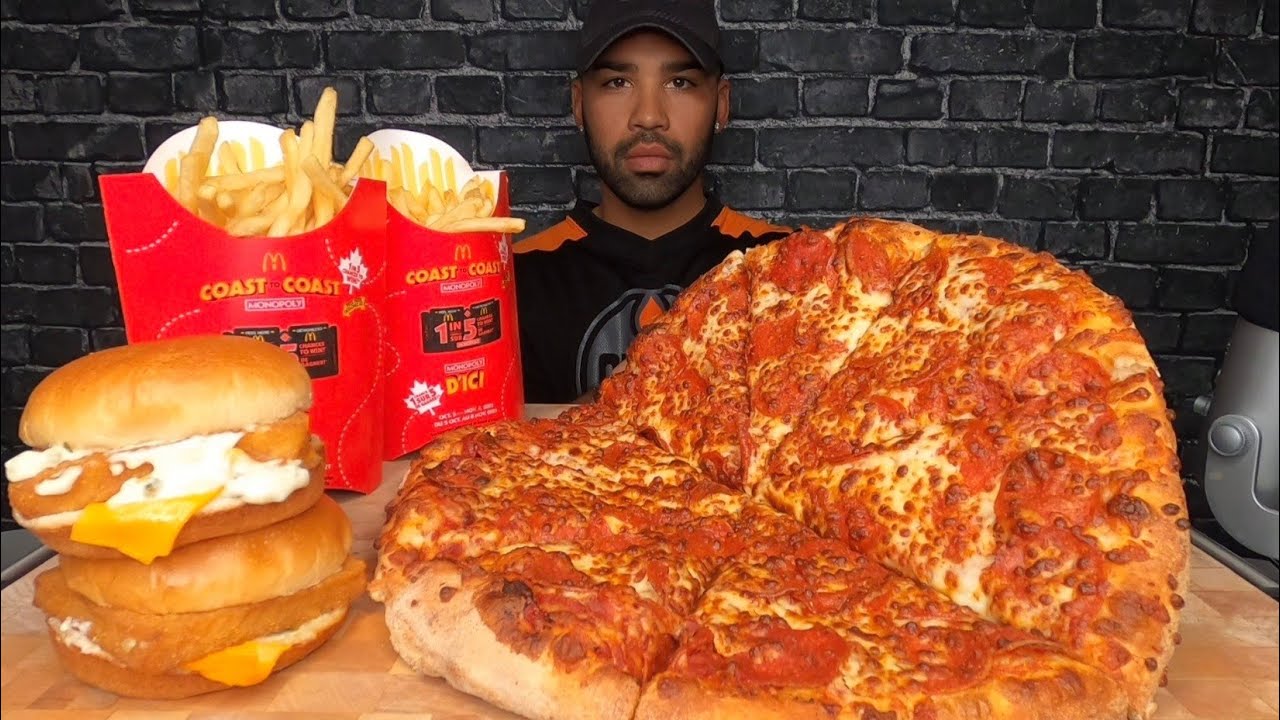 (ASMR NO TALKING) DOMINO'S PIZZA, FILET-O-FISH, MCDONALD'S FRIES MUKBANG (MY FAVORITE MEAL)