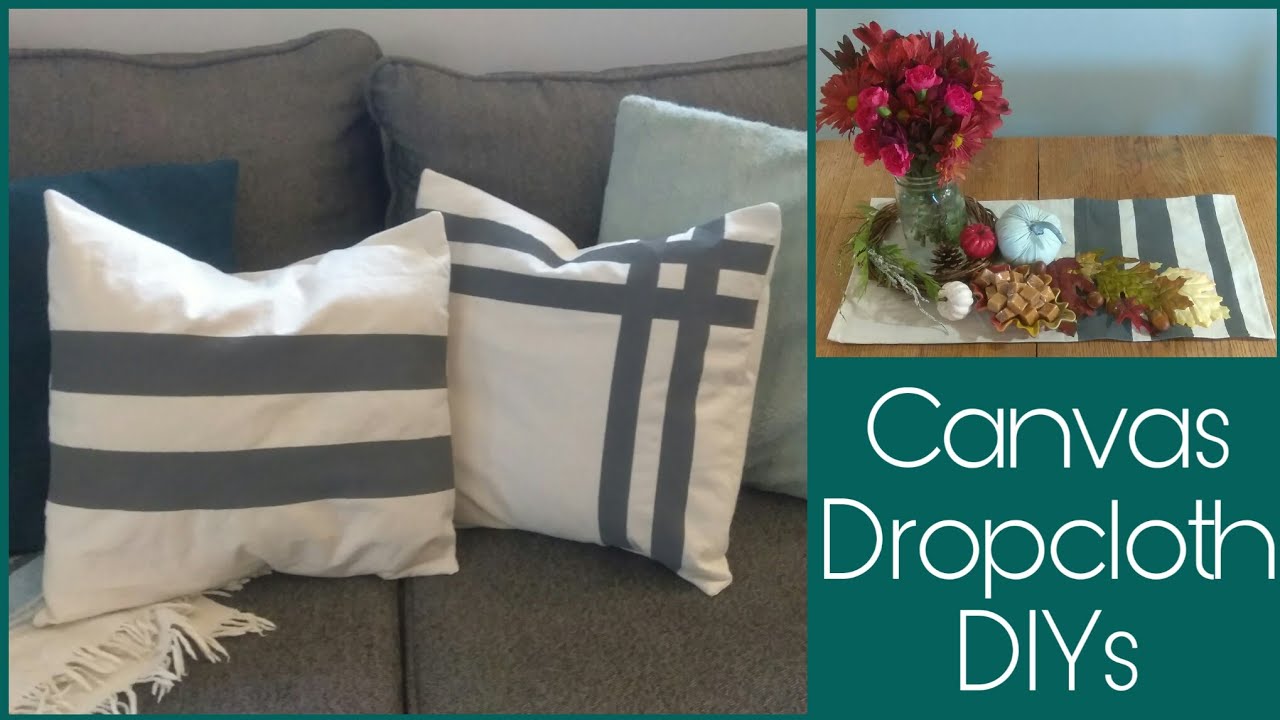 Simple and Affordable Fall Decor DIYs • dropcloth pillows and table runner