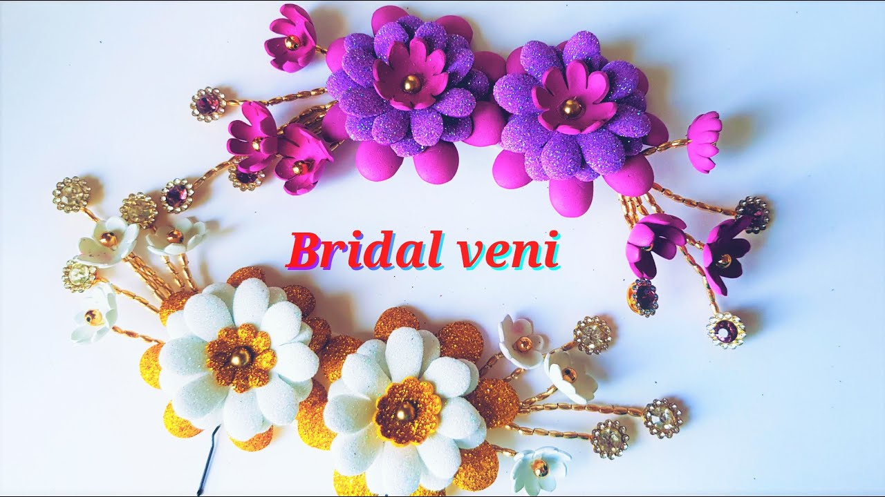 Bridal Veni / Flower Brooch making / Foam Sheet Flower Hair Accessory