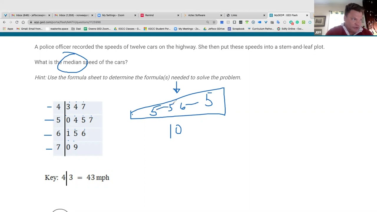 GED Math test Stem Leaf