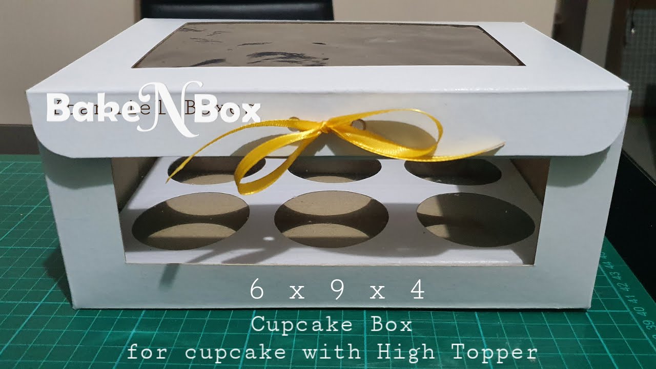 DIY CUPCAKE BOX for 6-Pieces Cupcakes WITH HIGH TOPPER