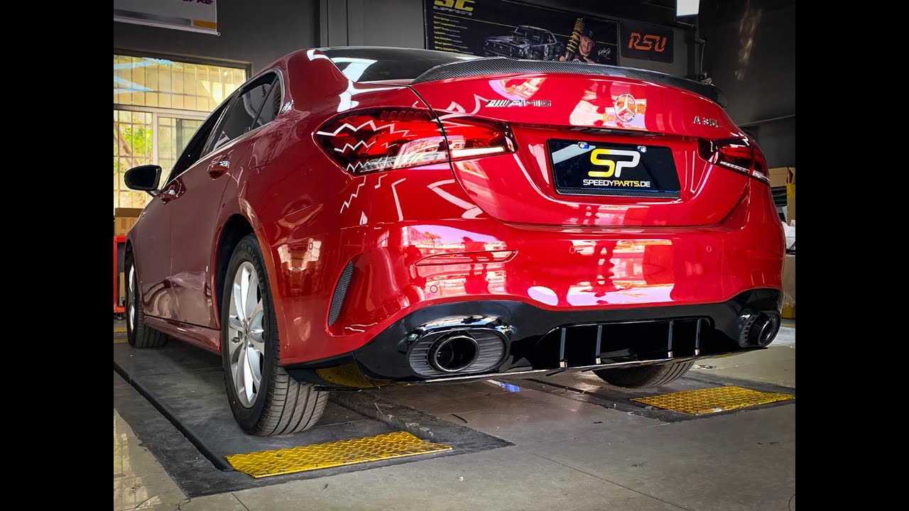 SpeedyParts.de - Heck Diffusor + Auspuffblenden für Mercedes Benz A Klasse W177 Limo -di19