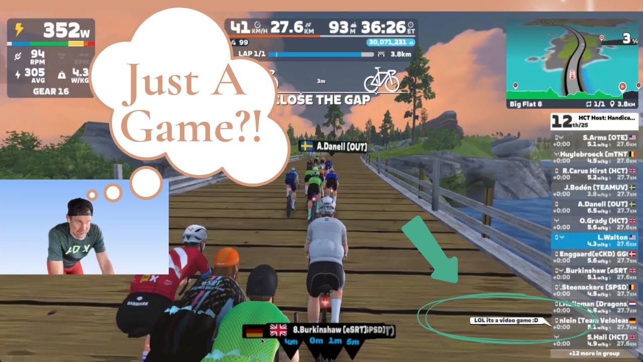 ГОВОРЯЩИЙ ZWIFT — ведущий HCT: Гонка с гандикапом на трассе Big Flat 8 (31 км) 700-1000