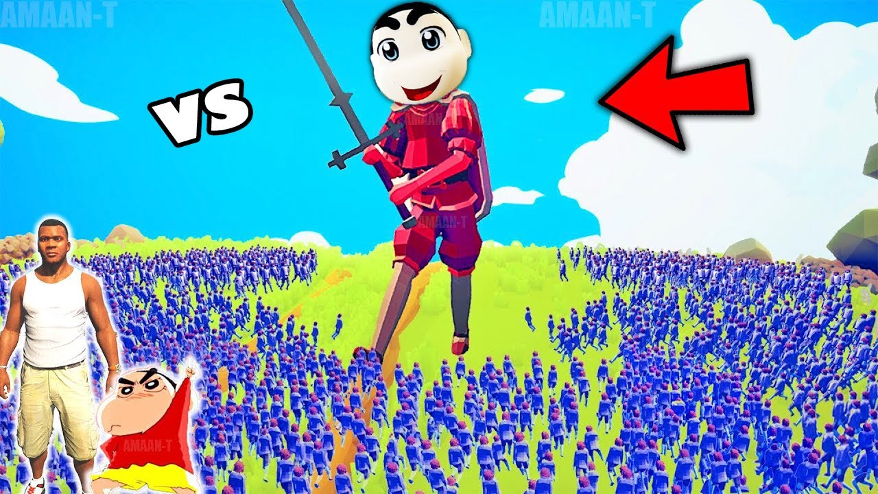 SHINCHAN ARMY vs AMAAN ARMY in BATTLE | shinchan and franklin fight| Totally accurate battle sim TAB