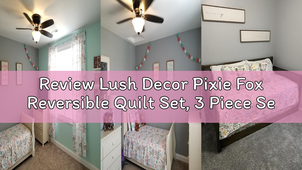 Review Lush Decor Pixie Fox Reversible Quilt Set, 3 Piece Set, Twin, Gray & Pink - Fun Lightweight T