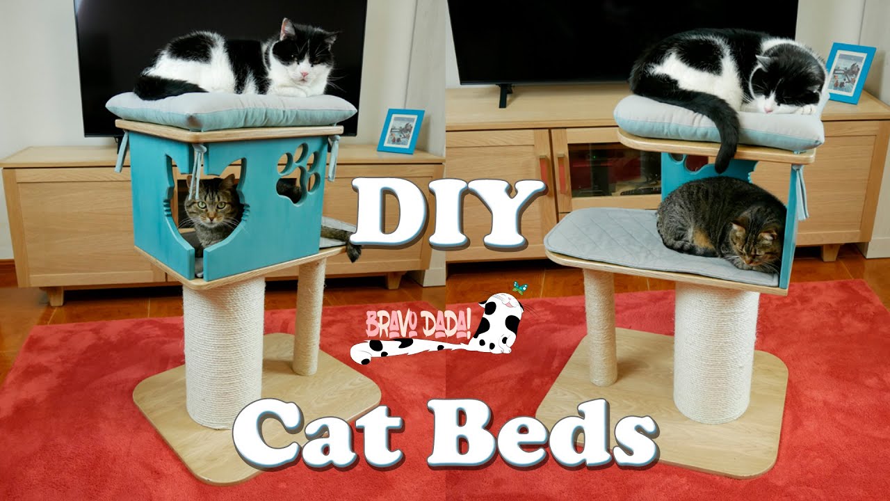 DIY How to Sew Pet Beds to Fit a Handmade Cat Tree | Sew Pillow Bed & Quilted Mat | Bravo Dada!
