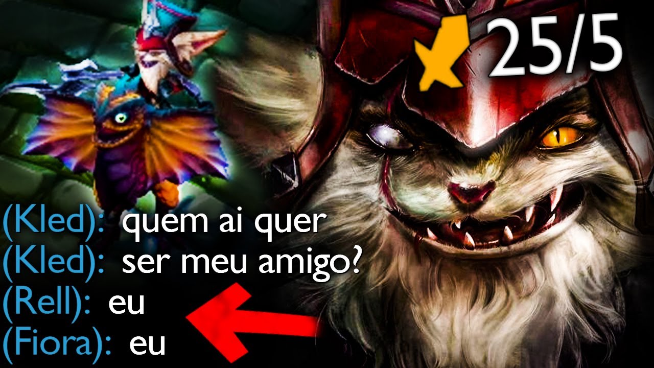 RARIDADE NO LOL KKKKKKK FIZ AMIZADE COM O TIME JOGANDO DE KLED