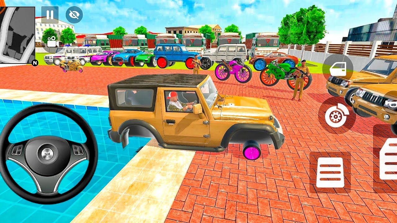Car bike game*Franklin ordered an Indian Mahindra Thar and All Modified Cars🚘in the game🎮With Truck🚳