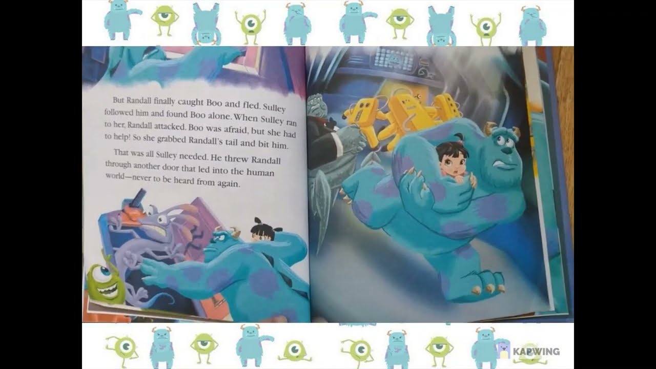 1st grader reads aloud Monsters Inc. Disney Pixar storybook