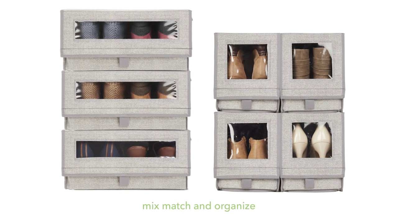 Fabric Stackable Closet Storage Shoe Box - mDesign