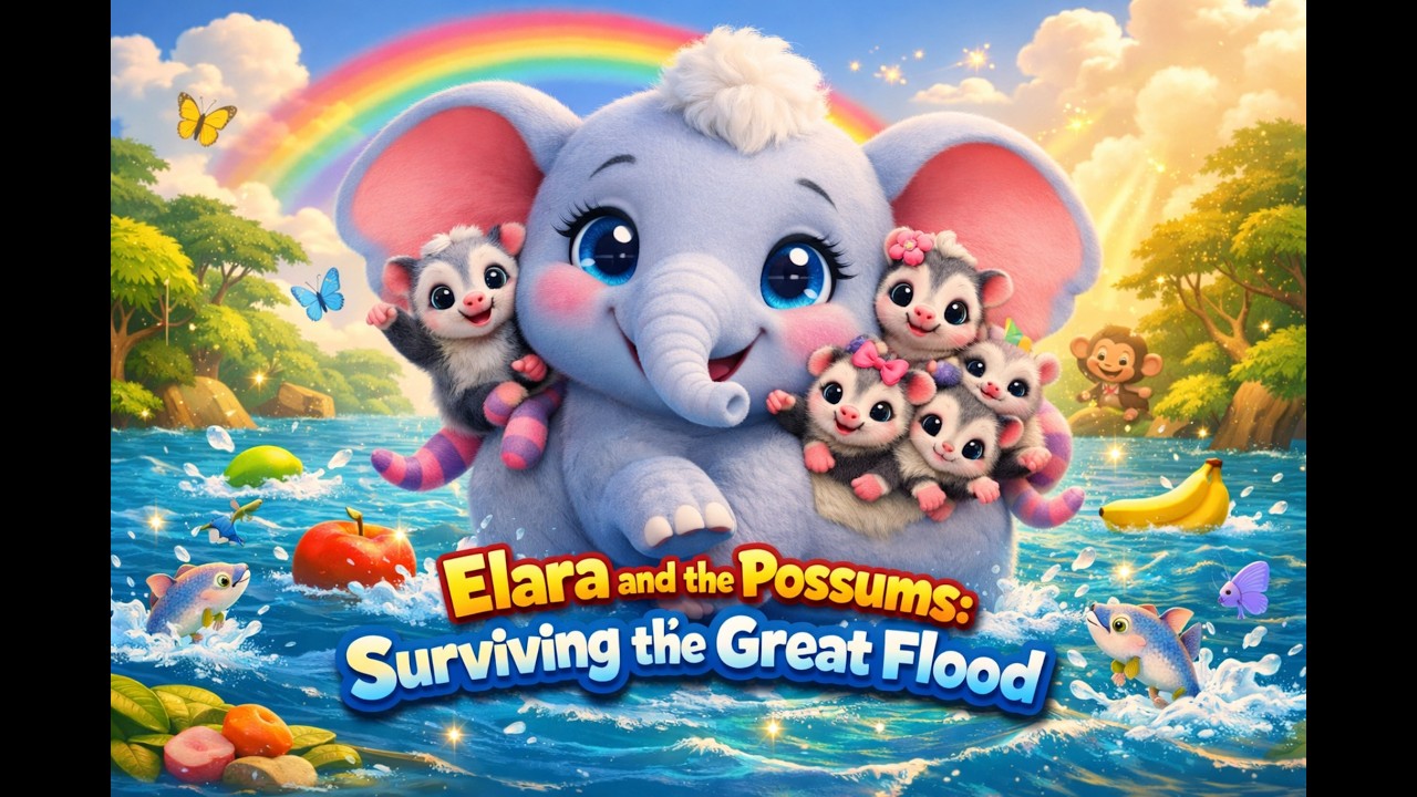 🐘 Elara the Elephant Survives the Great Flood | Kids Moral Story | Cartoon Adventure
