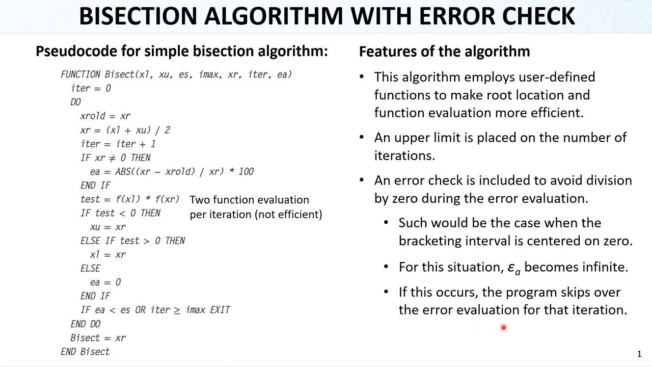 Numerical Methods Lec15 Ch05 Roots of Equations5 Bracketing Method1 Bisection Algorithm