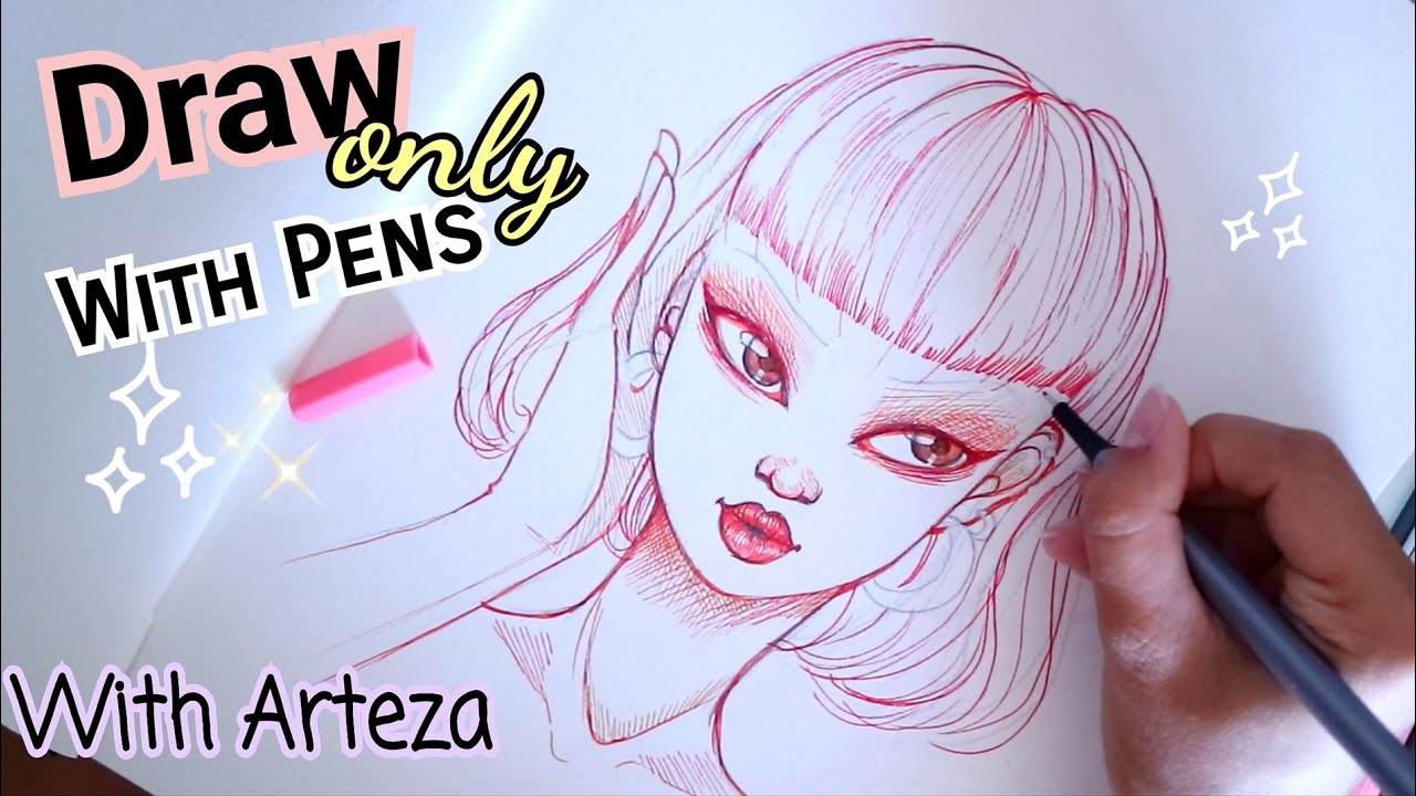 CHALLENGE || Making a Drawing ONLY with PENS! - with ARTEZA!